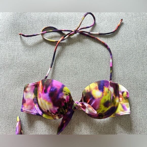 Victoria’s Secret Push Up Halter Bikini Set Tie Dye Multi Color Size S / 32A - Picture 3 of 8